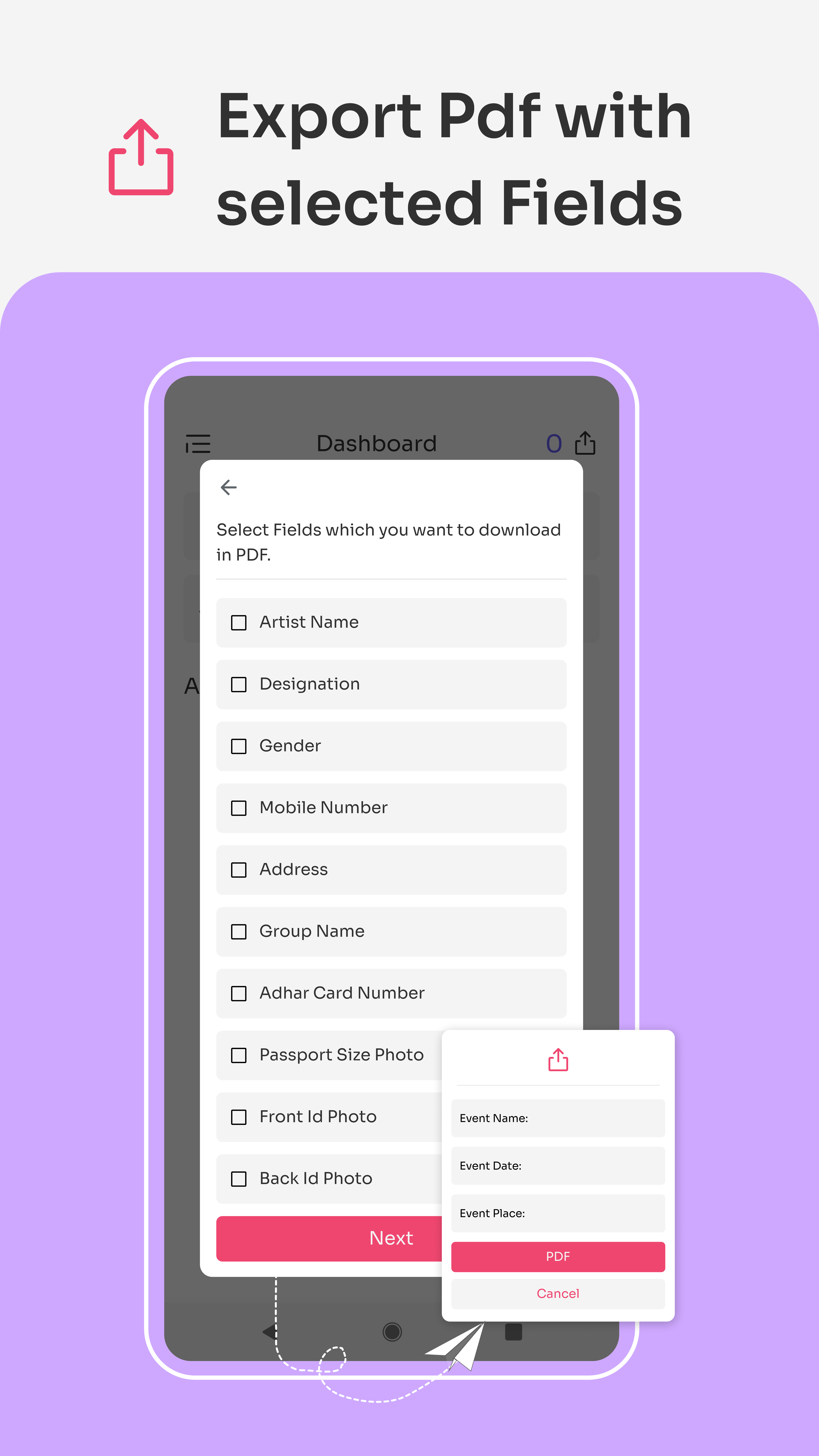 Detail Selection Popup