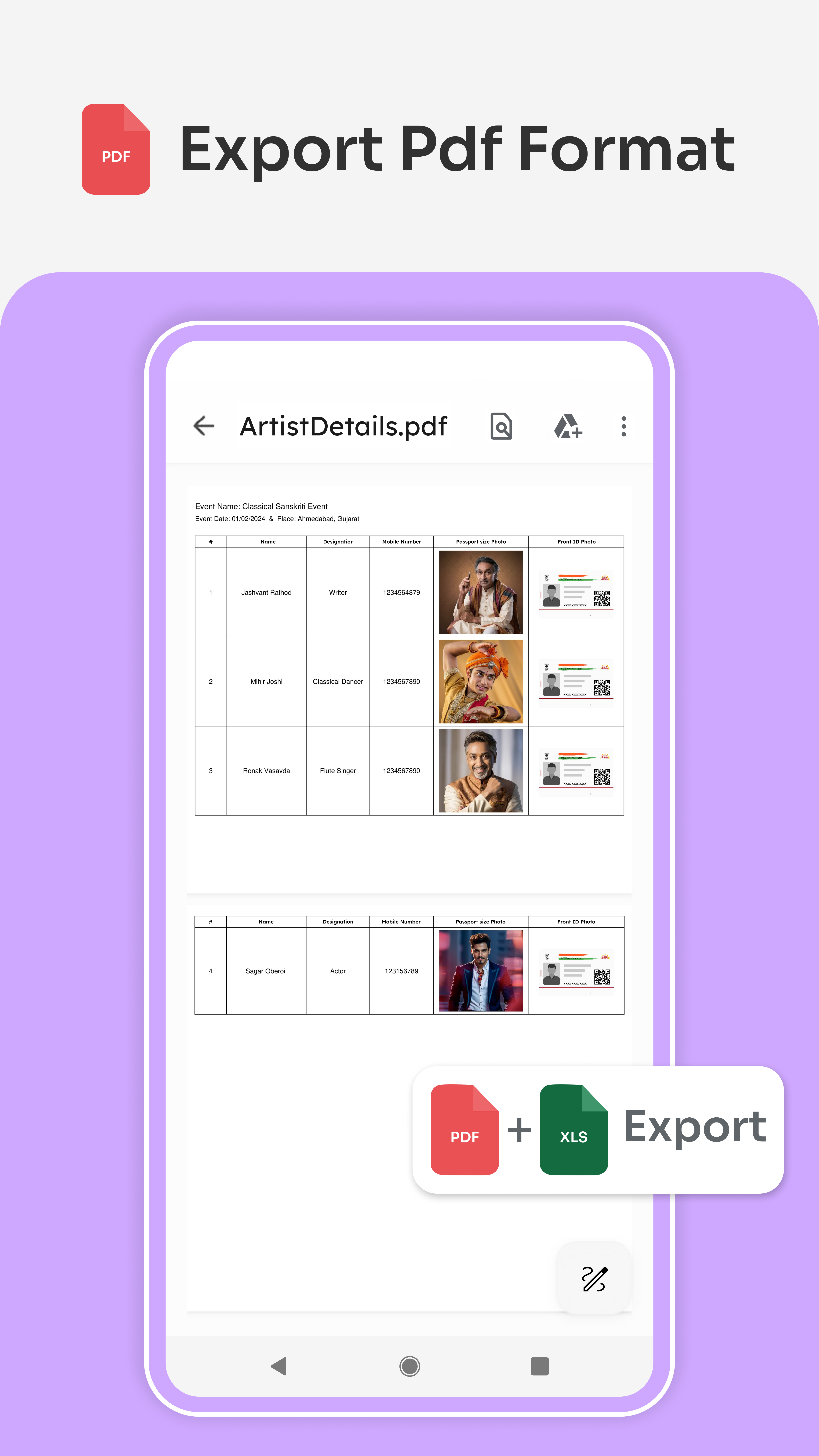 Export as PDF/ EXL